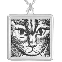 CAT ETCHING STERLING NECKLACE