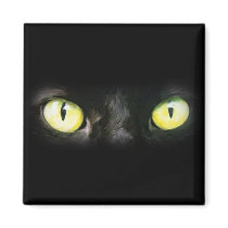 Cat Eyes, Black and Yellow Stare Fridge Magnets