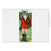 Cat goes Fox Hunting HUNT CAT Greeting Card