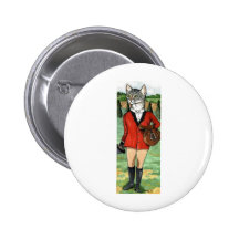Cat goes Fox Hunting HUNT CAT Pinback Buttons