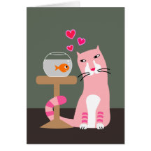 Cat & Goldfish Valentine Card
