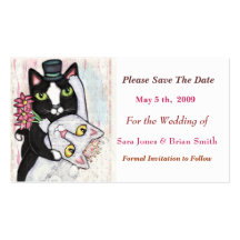 Cat Groom & Bride Save The Date Wedding Card Business Cards