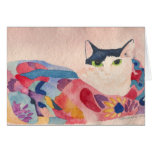 Cat In Brightly Coloured Scarf Card
