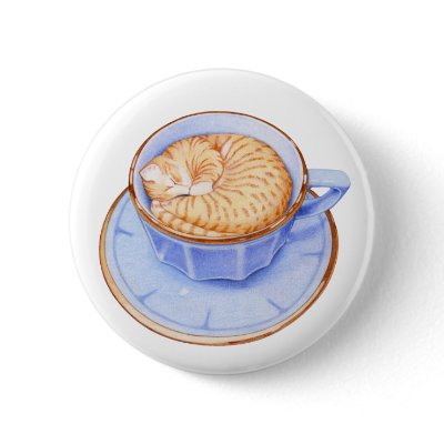 Cat in Coffee Pin by floatinglemons