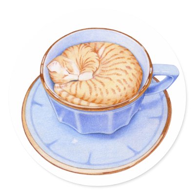 Cat in Coffee Sticker by floatinglemons