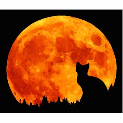 Cat in full orange Moon Cut Outs by halloweenshop