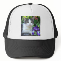 Cat in the garden trucker hats