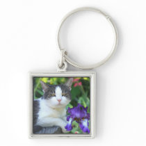 Cat in the garden keychain