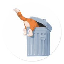 Cat in Trash Can - Bottoms Up