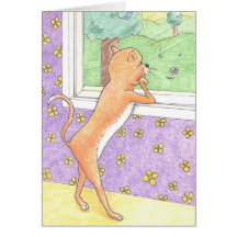 Cat in Window Greeting Card