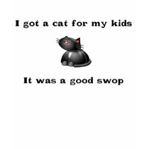 cat kids swop t-shirts