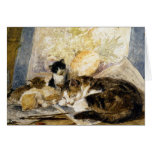 Cat & Kittens Asleep in the Artist's Studio Greeting Cards