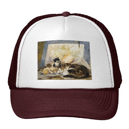 Cat & Kittens asleep in the Artist's Studio Hat