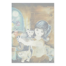 Cat Lady Silk Art Painting Business Card Template