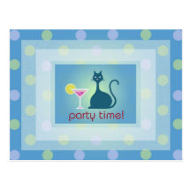 Cat Love Cocktail Design Party Inviation Postcard