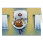 Cat lover cards fun cute kitty in the sink art
