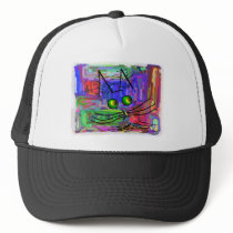 Cat Lovers "The Curious Abstract Cat" Art Trucker Hat