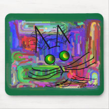 Cat Lovers "The Curious Abstract Cat" Art Mouse Mat