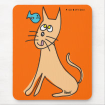 Cat Loves Fish Mousepad