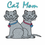 Cat Mom Embroidered Cat Zip Hoodie