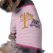 Cat Mouse Menorah Doggie Tee Shirt