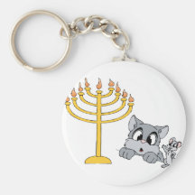 Cat Mouse Menorah Key Chains