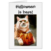 Cat Mouse Pumpkin, Halloween Note Card!