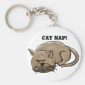 Cat Nap cartoon cat key-ring Basic Round Button Key Ring