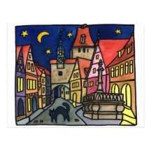 "Cat Night" in Rothenburg Postcard