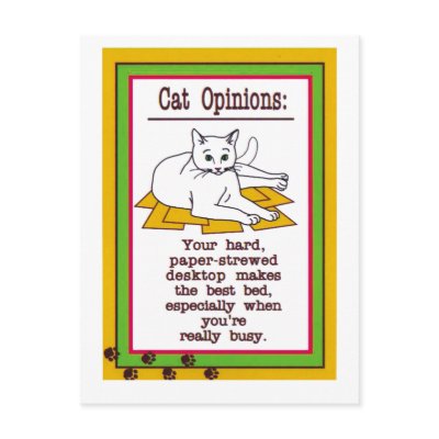 Cat on a Desk Post Card by ArtzeeMarket