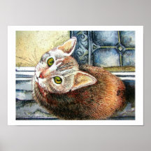 Cat on a sill print