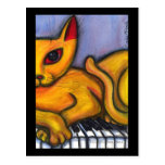 Cat on Piano Keyboard Post Card