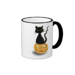 Cat on Pumpkin Happy Halloween Mug