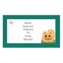 Cat playing in flowers Business cards