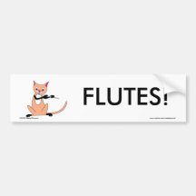 Cat Playing the Flute Bumper Sticker