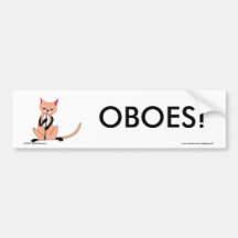 Cat Playing the Oboe Bumper Sticker