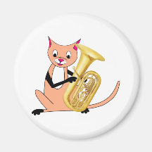 Cat Playing the Tuba Refrigerator Magnet