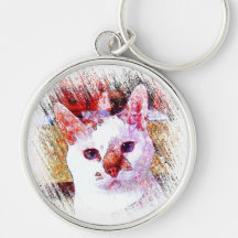 CAT PORTRAIT ANGEL KEY CHAIN