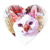 CAT PORTRAIT ANGEL HEART STICKER