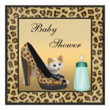 Cat, Shoe & Bottle Fur Texture Neutral Baby Shower Personalized Invite