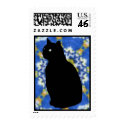 Cat Silhouette and Tie Dye Postage Stamp