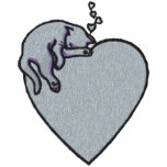 Cat Sleeping on Heart Pocket Size embroidered shirts