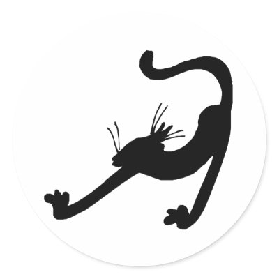 Cat Stretch Silhouette Round Sticker by White_Wedding