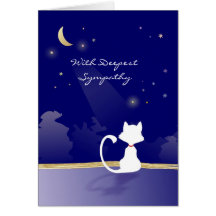 Cat Sympathy Card - Moon and Stars