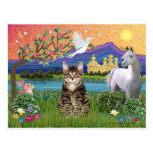 Cat -(Tabby) - Fantasy Land Postcard