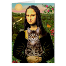 CAT (Tabby) - Mona Lisa Greeting Cards