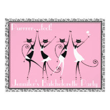 cat themed batchelorette party invitations