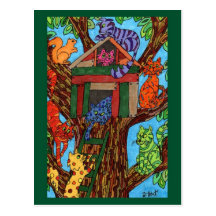 Cat Tree House Post Card