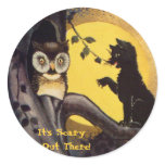 Cat Warning Owl Halloween Stickers