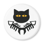 cat with fish bone icon fridge magnets